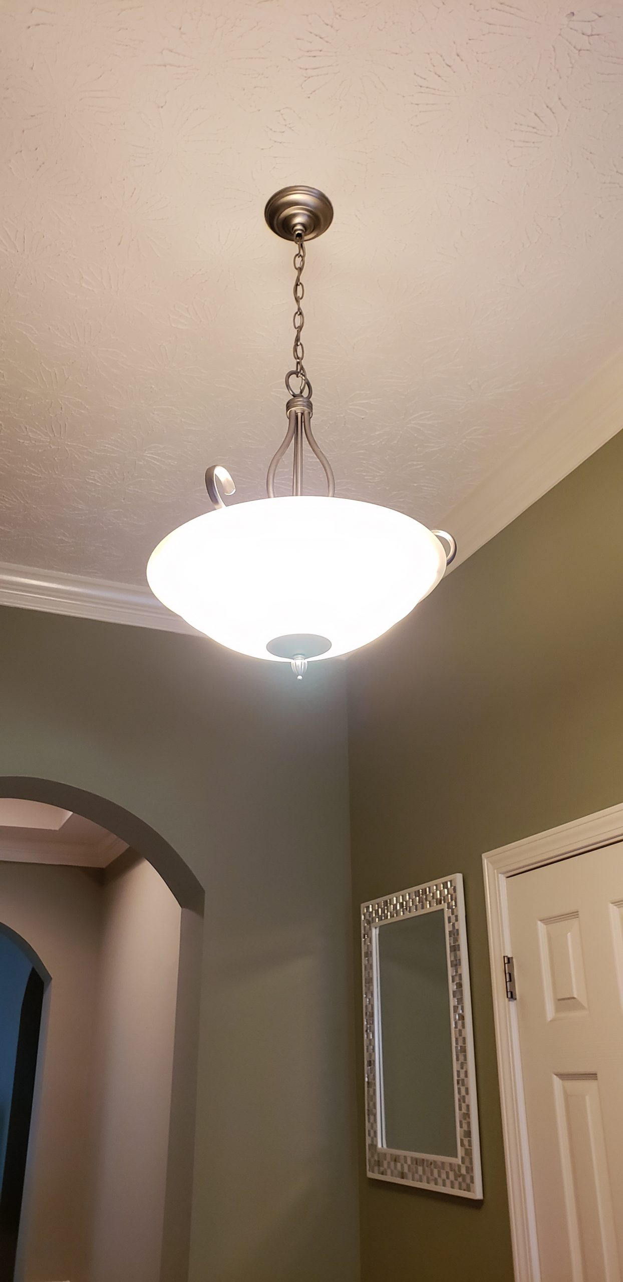 Before: A foyer light that isn't making a great first impression anymore. - Lighting Makeover: Our Lights in a Real Home (My Home!) - LightsOnline.com Blog