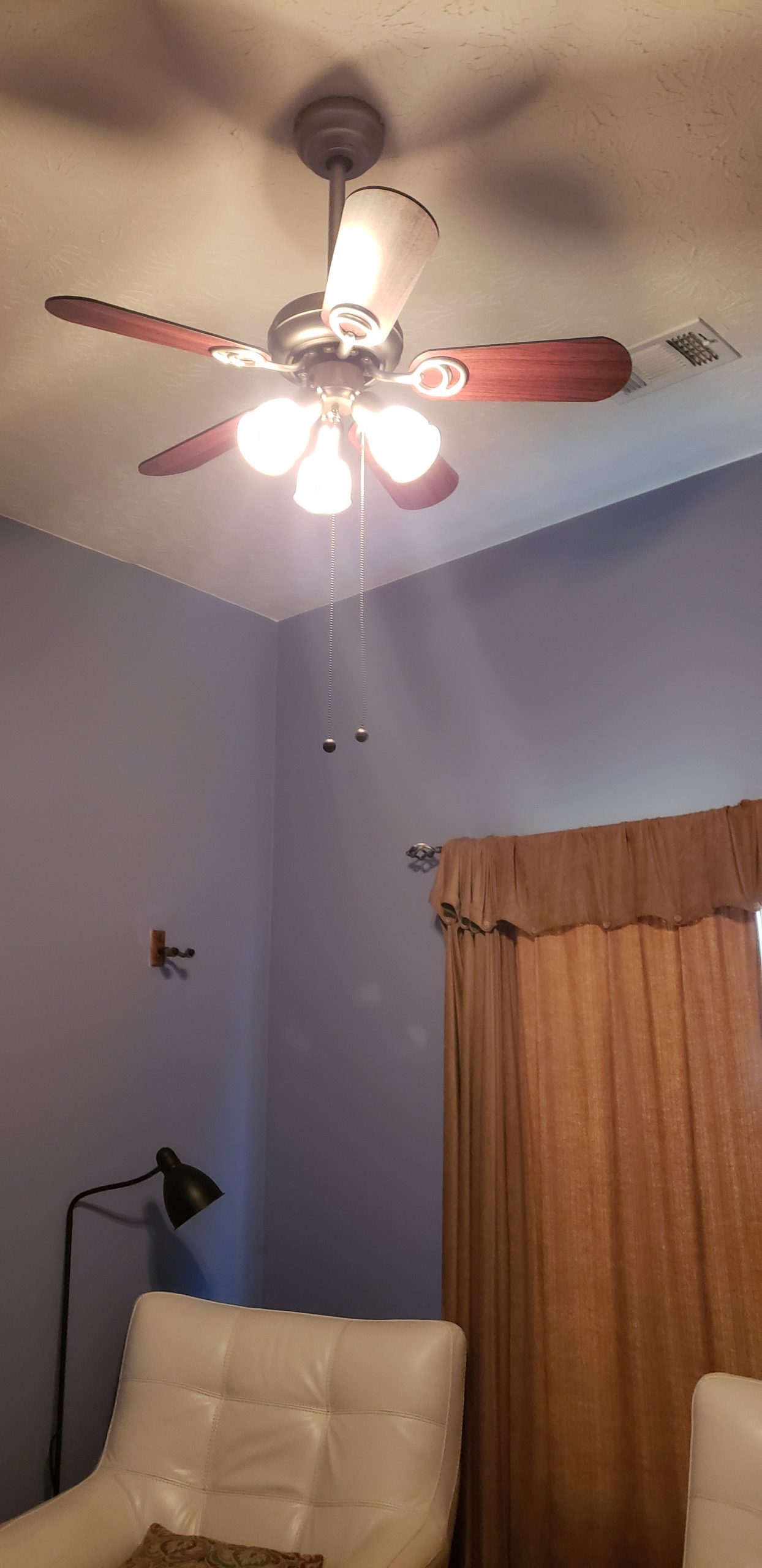 Before: A tiny ceiling fan that just wasn't cutting it anymore. - Lighting Makeover: Our Lights in a Real Home (My Home!) - LightsOnline.com Blog