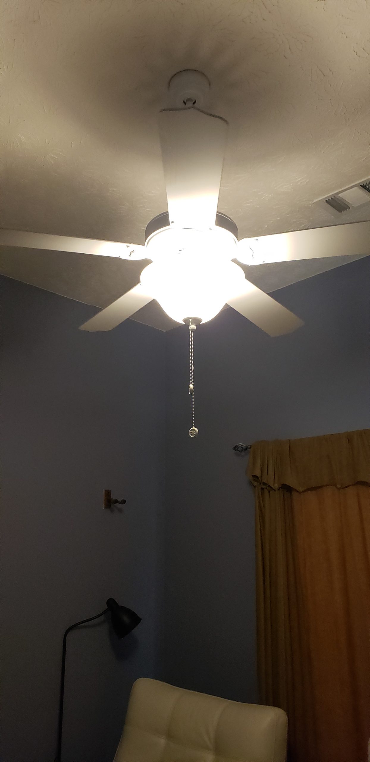 After: Another fresh, bright white new ceiling fan that's the right size for the space. - Lighting Makeover: Our Lights in a Real Home (My Home!) - LightsOnline.com Blog