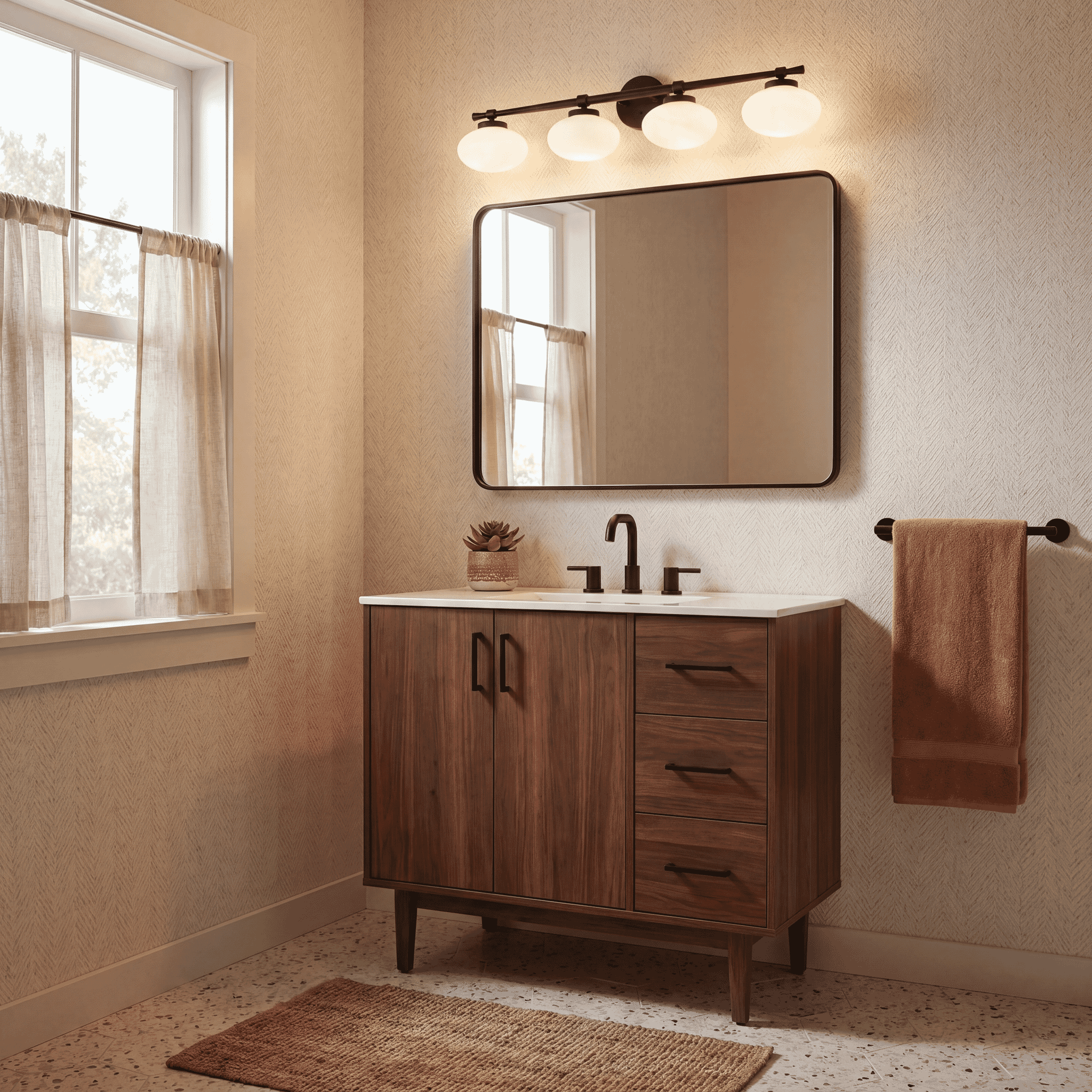 Savoy House 8-1050-4-BK Barrow 4 Light 33.75 inch Matte Black Bathroom Vanity Light Wall Light