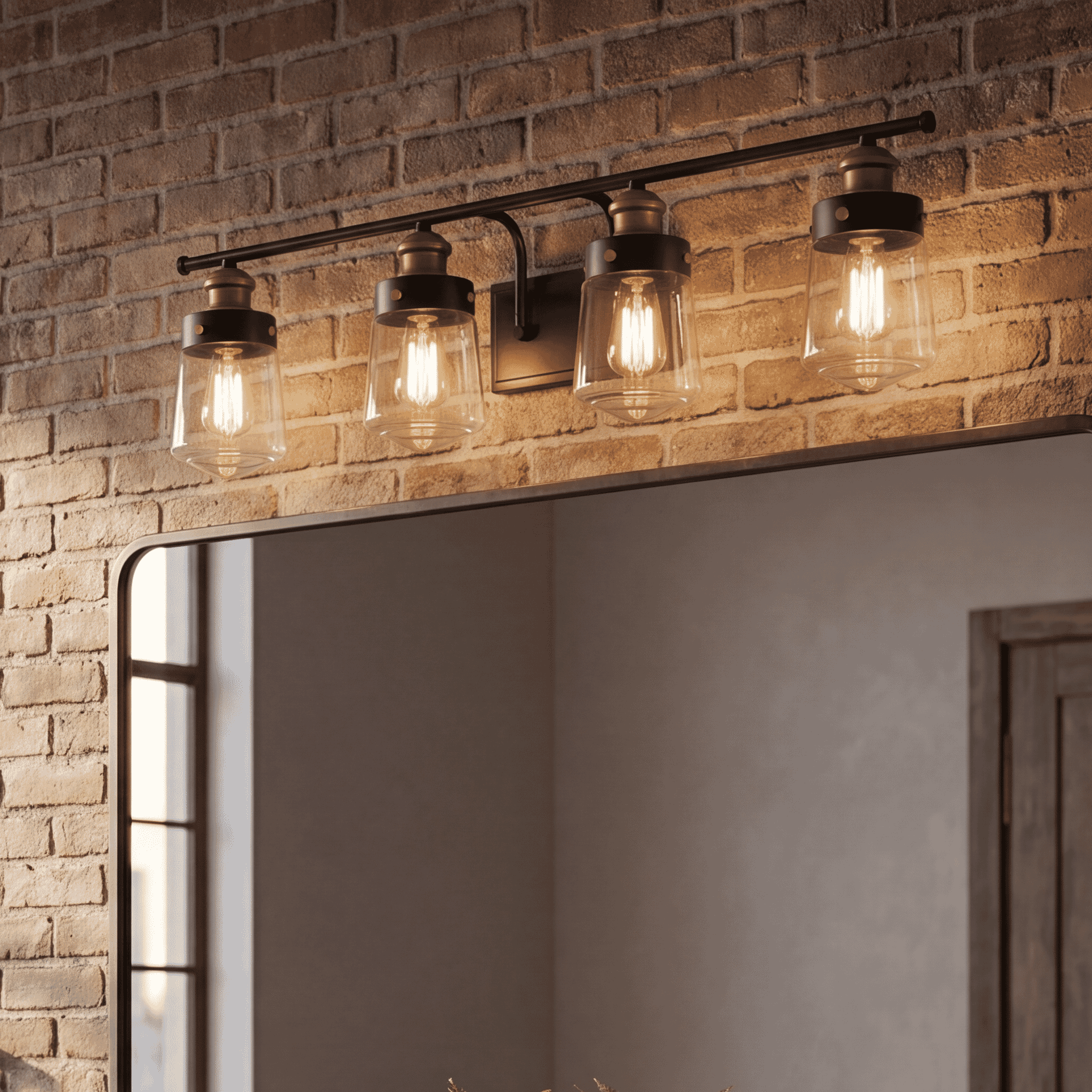 Savoy House 8-2069-4-51 Macauley 4 Light 32 inch Vintage Black with Warm Brass Bathroom Vanity Light Wall Light