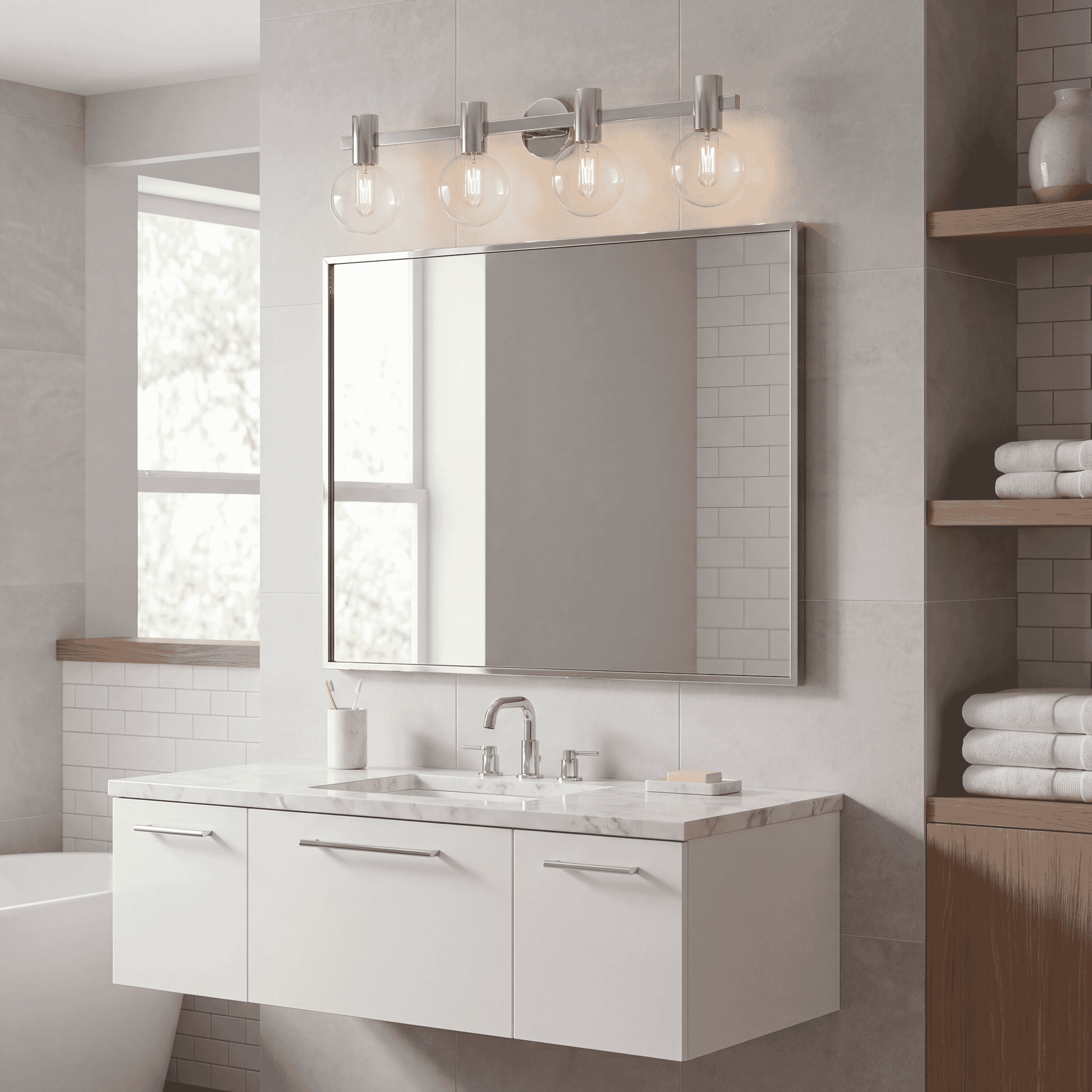 Savoy House 8-3076-4-11 Wright 4 Light 34 inch Polished Chrome Bathroom Vanity Light Wall Light