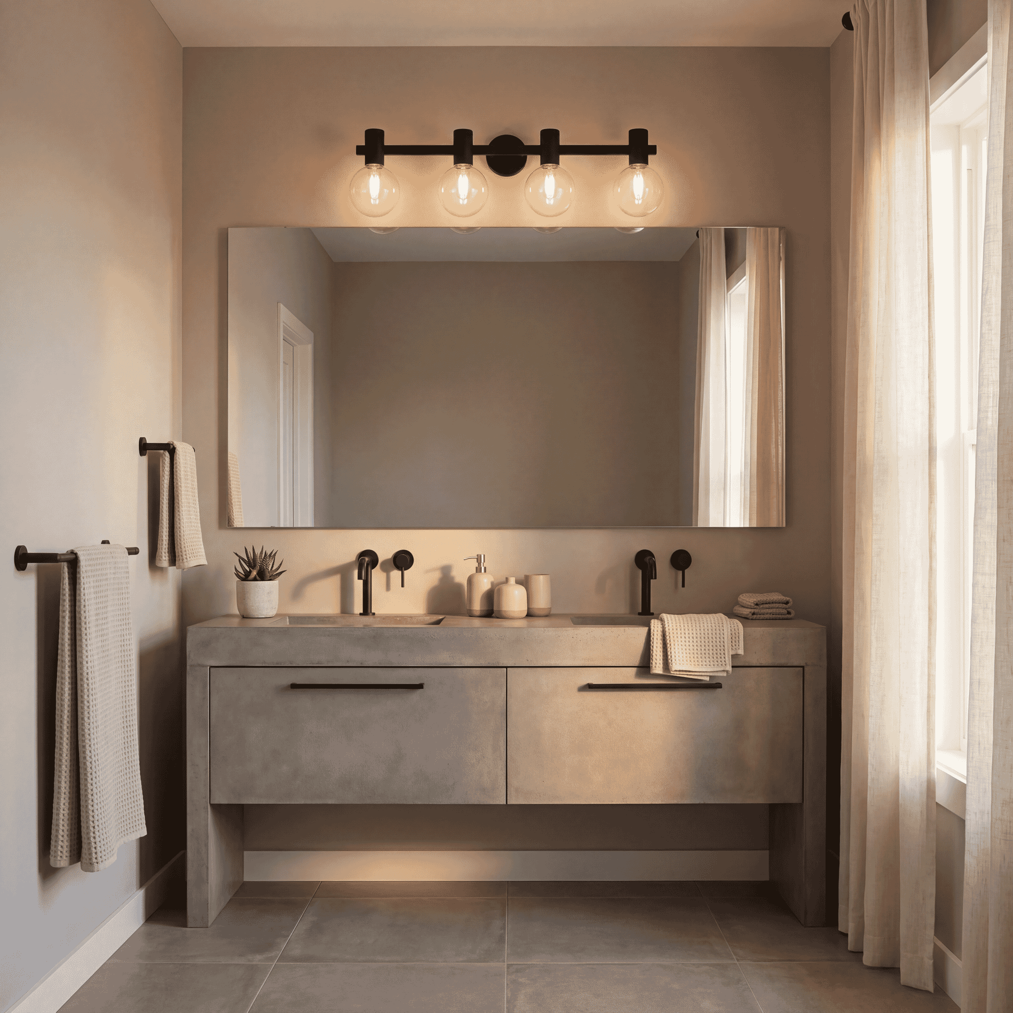 Savoy House 8-3076-4-BK Wright 4 Light 34 inch Black Bathroom Vanity Light Wall Light