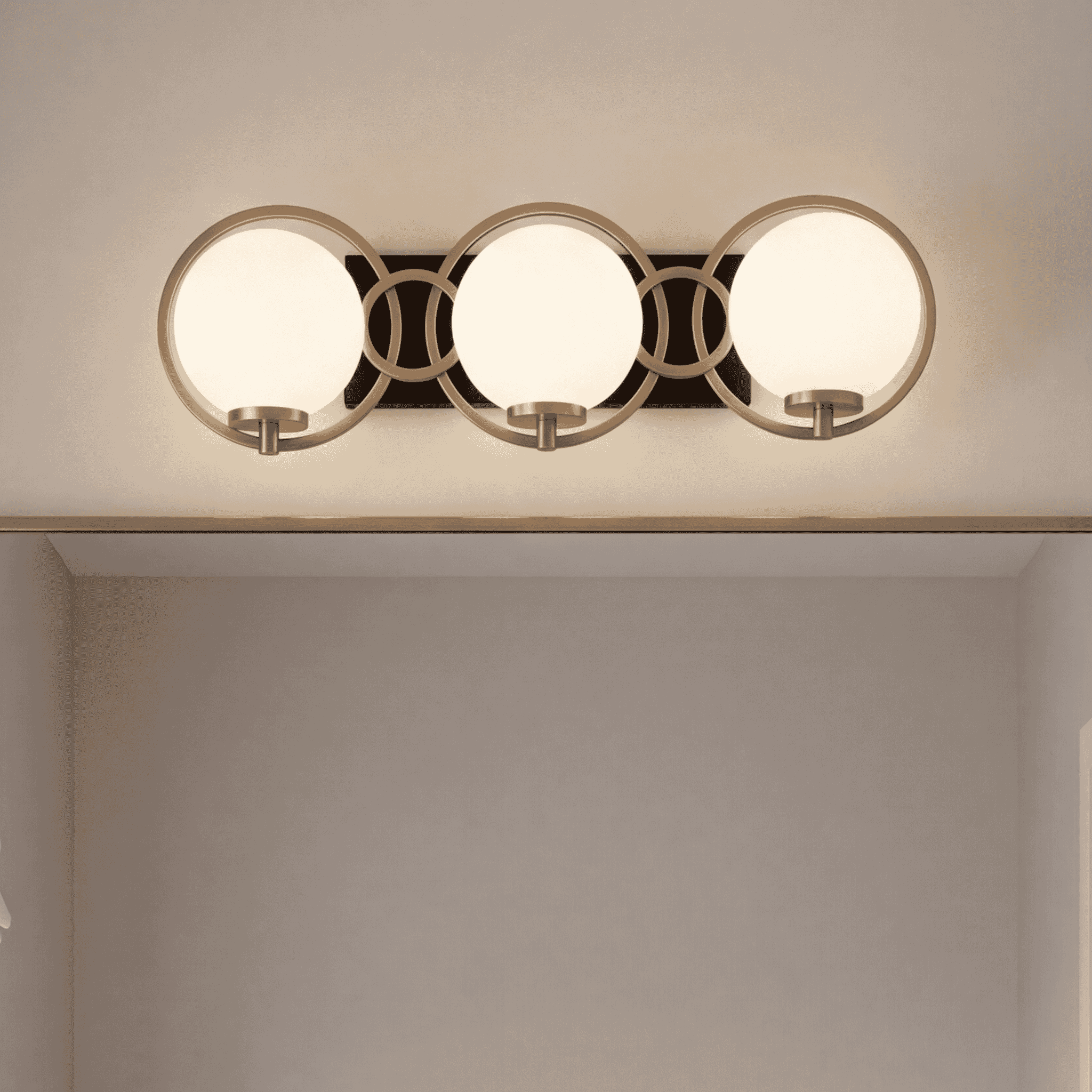 Savoy House 8-6180-3-143 Alhambra 3 Light 24.5 inch Black with Warm Brass Accents Bathroom Vanity Light Wall Light