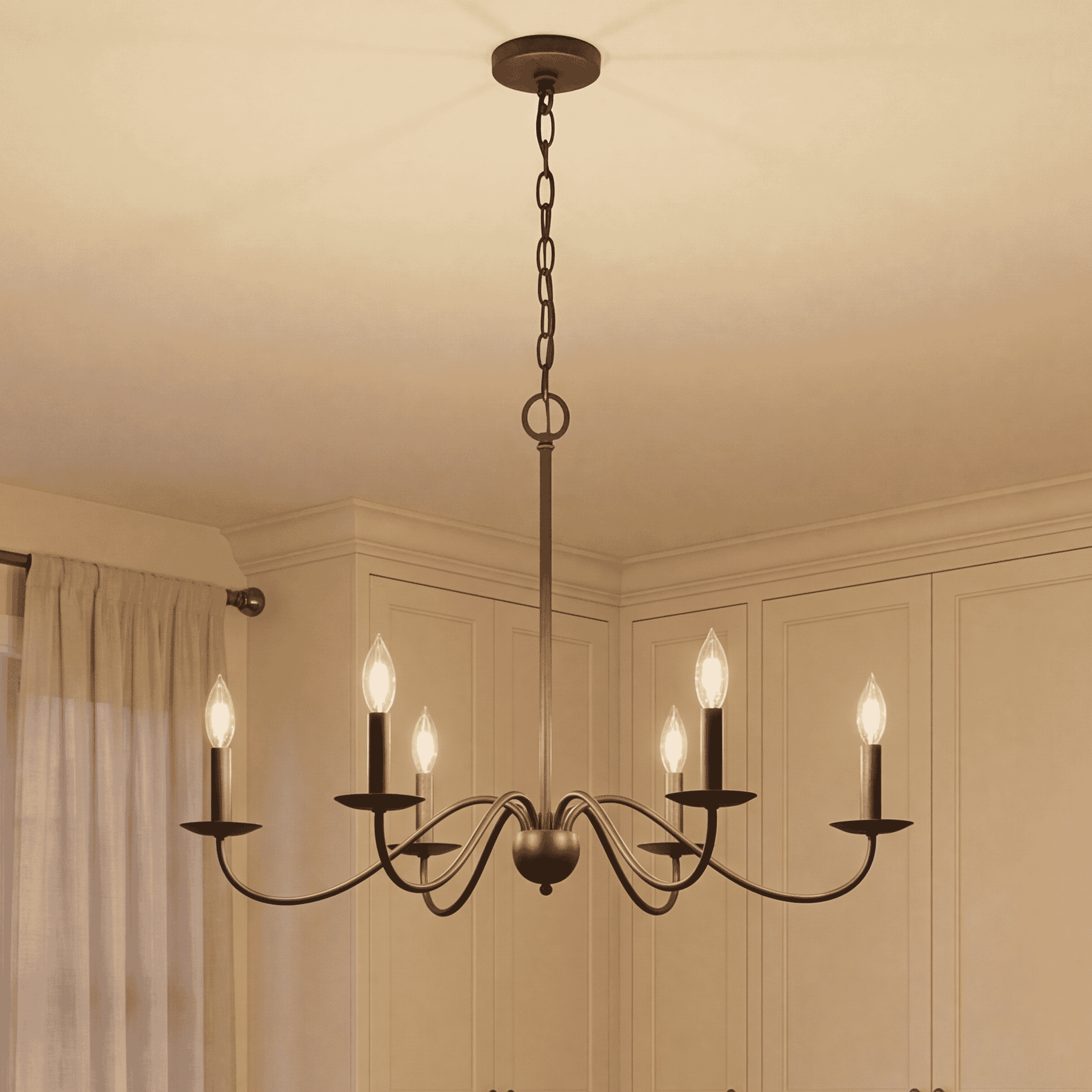 Meridian M10042AI Traditional 6 Light 30 inch Aged Iron Chandelier Ceiling Light
