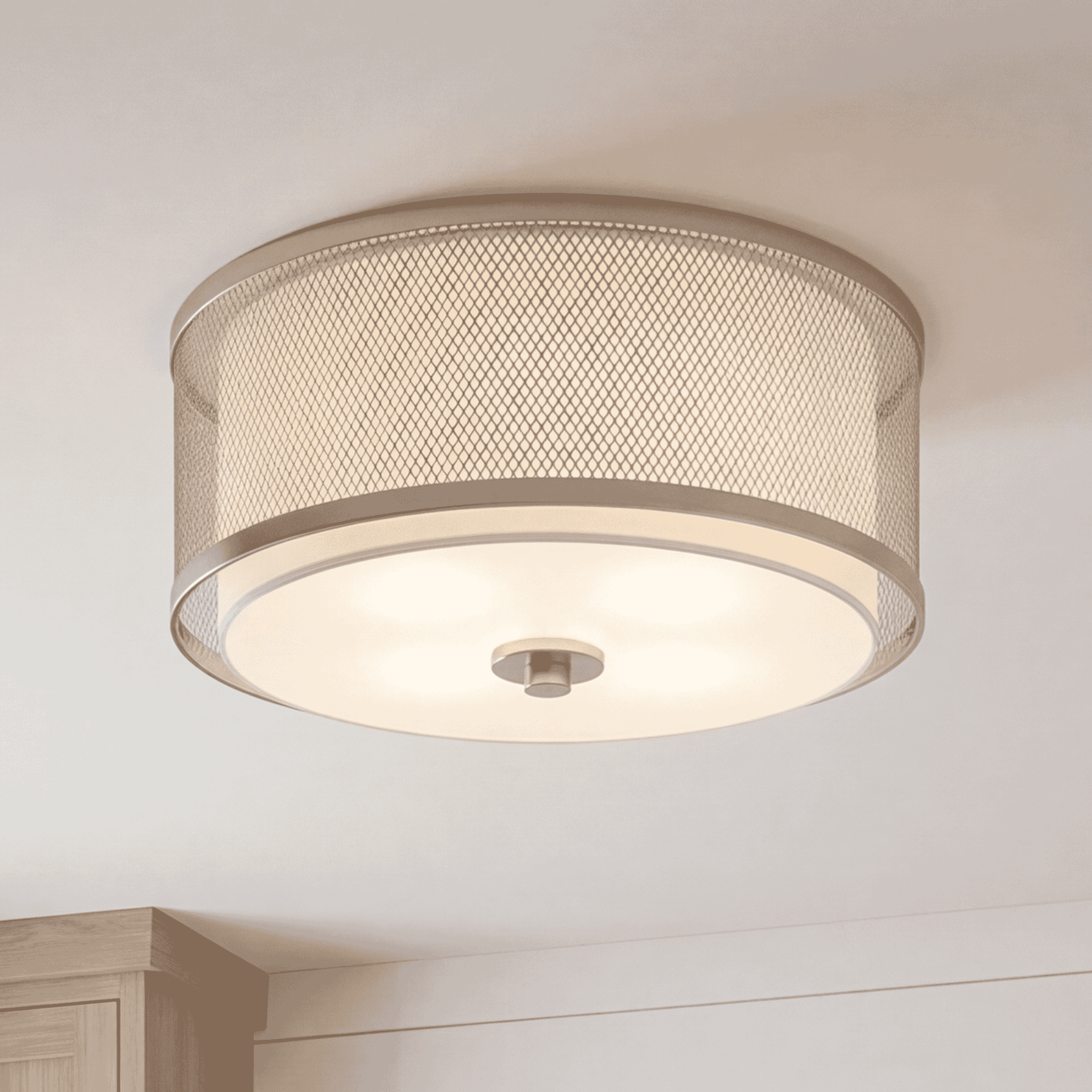 Meridian M60018BN Modern 3 Light 14.75 inch Brushed Nickel Flush Mount Ceiling Light