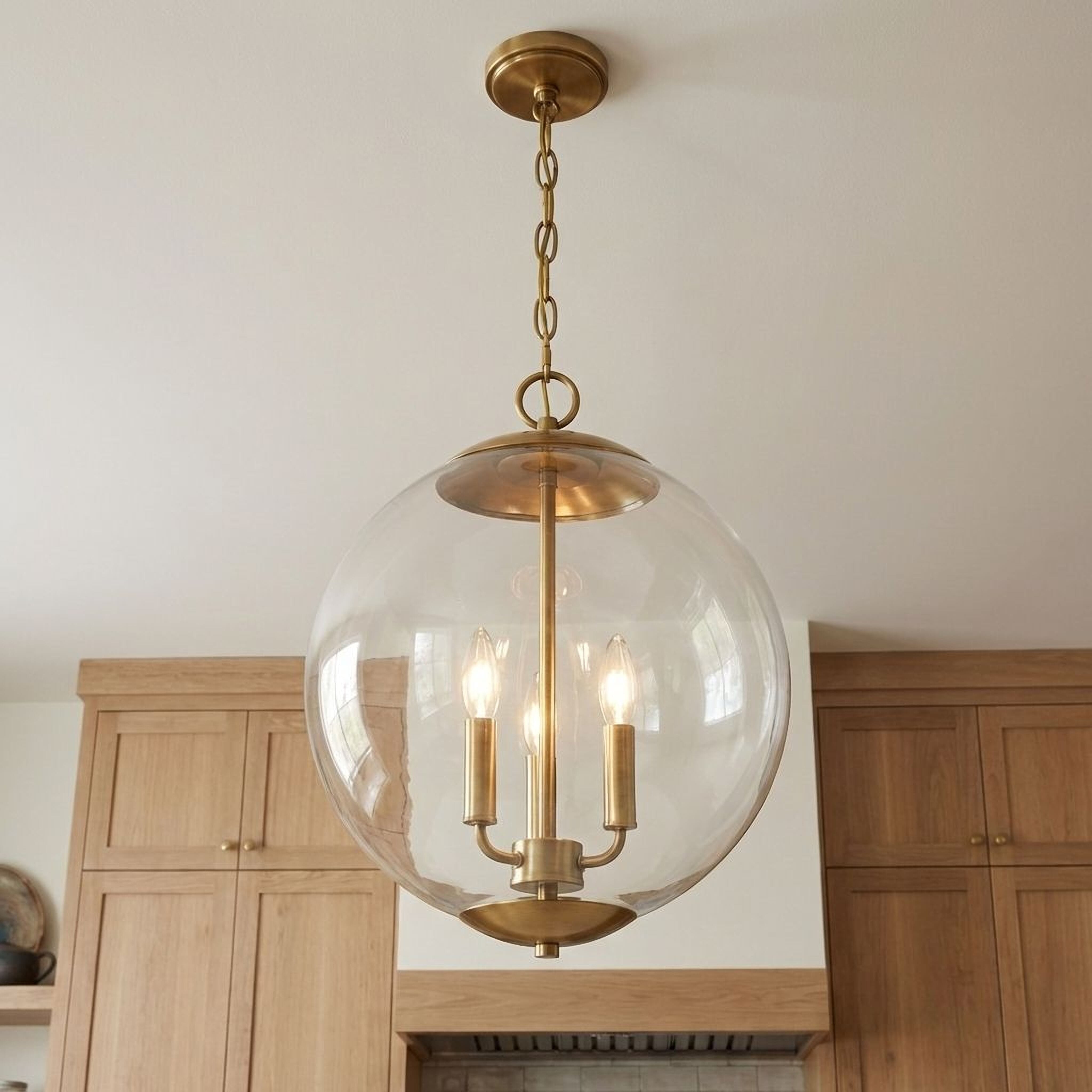 Meridian M70060NB Modern 3 Light 13.75 inch Natural Brass Pendant Ceiling Light