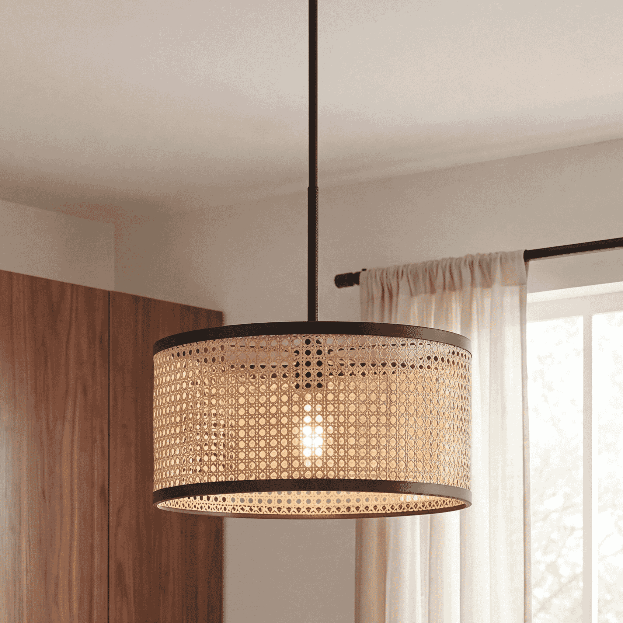 Meridian M7018MBK Mid-Century Modern 1 Light 16 inch Matte Black Pendant Ceiling Light
