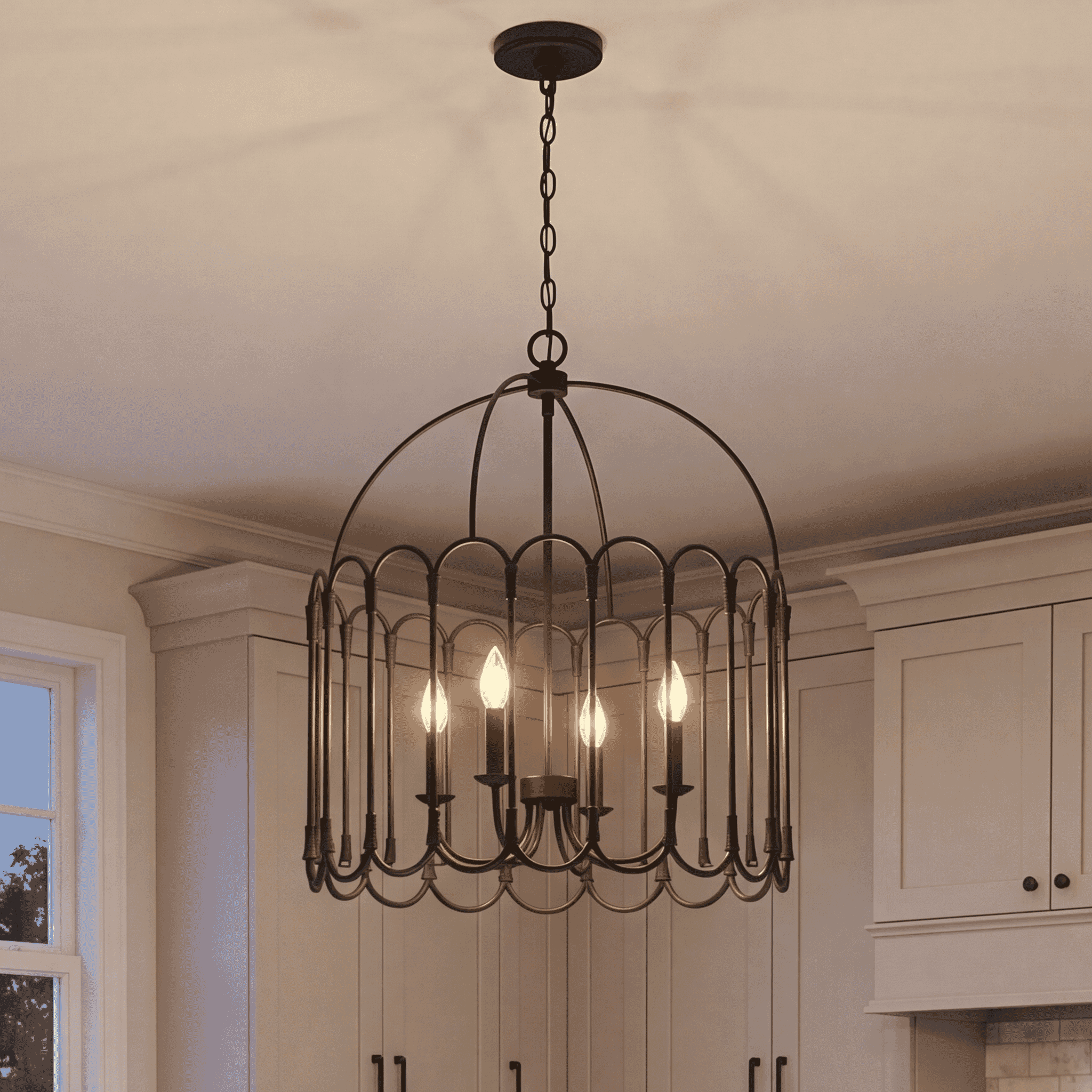 Meridian M7029MBK Stella 4 Light 24 inch Matte Black Pendant Ceiling Light