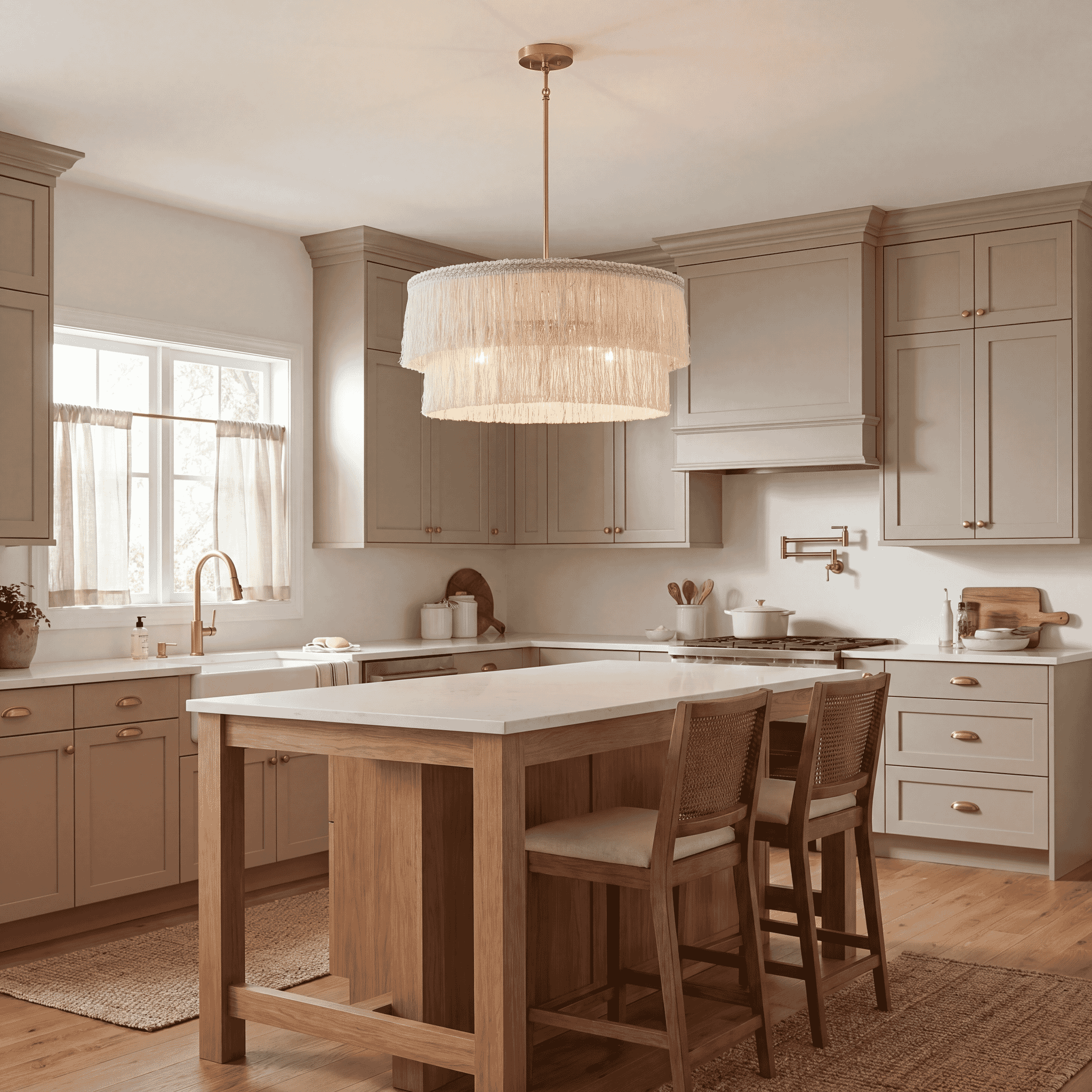 Meridian M7037NFR Stella 5 Light 26 inch Natural Brass Pendant Ceiling Light
