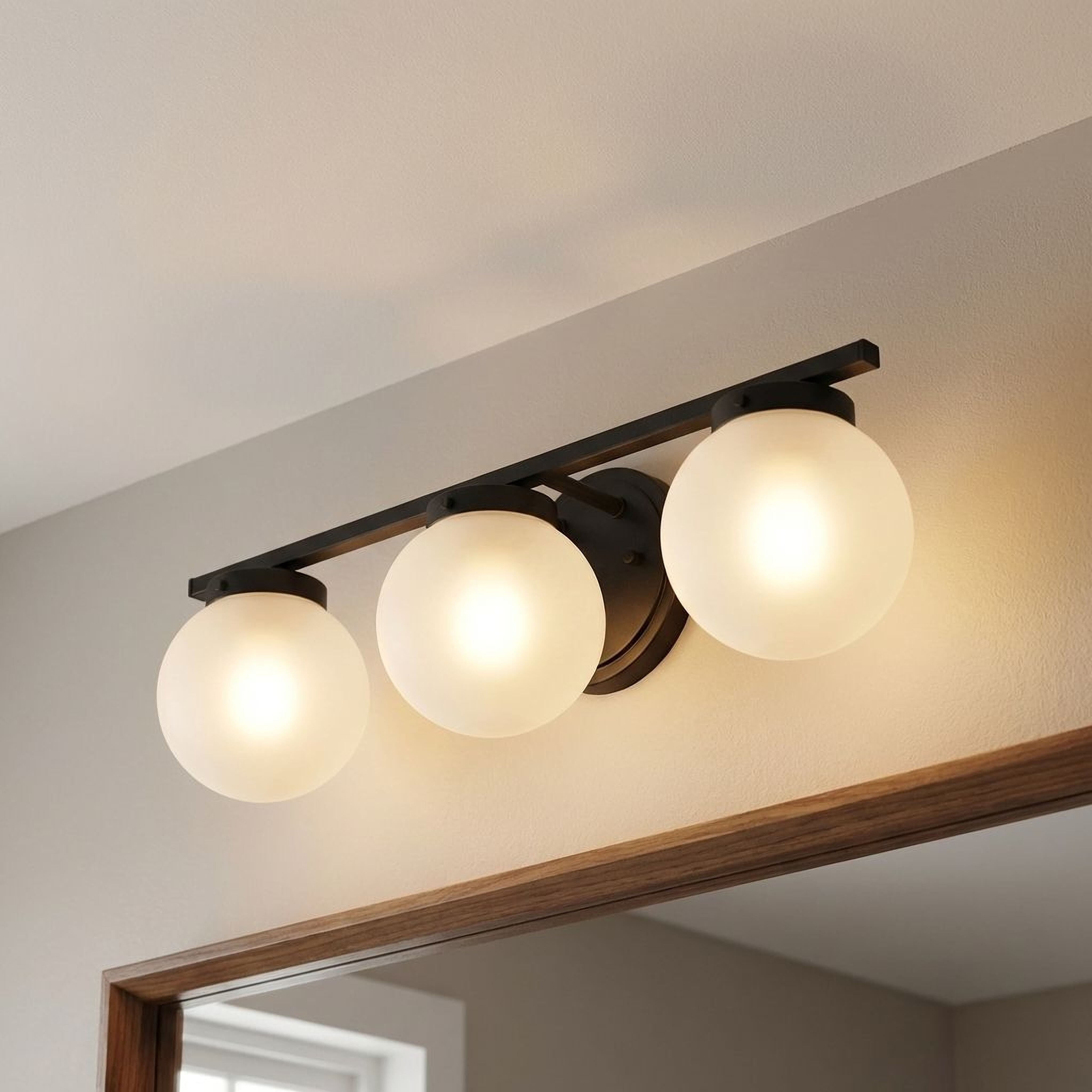 Meridian M80023MBK Mid-Century Modern 3 Light 24 inch Matte Black Bathroom Vanity Light Wall Light
