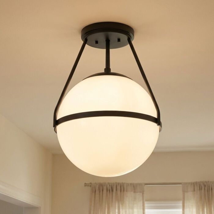 Trade Winds Hammond Semi-Flush Mount Ceiling Light in Matte Black