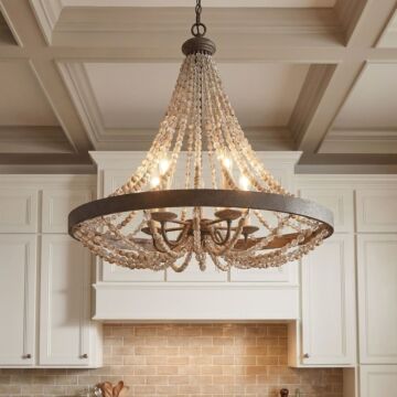 Mallory by Brian Thomas 5-Light Pendant in Fossil Stone