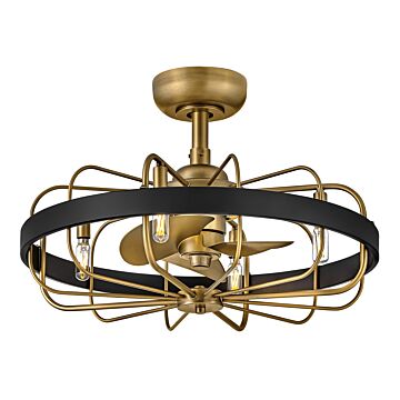 Eli 4-Light 22" LED Fandelier Light in Heritage Brass