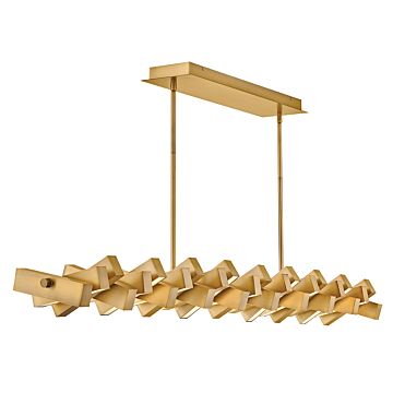 Lacquered Brass LED Linear Chandelier from the Stitch Collection