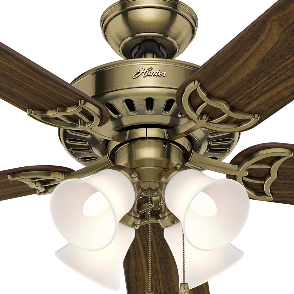 Hunter Studio Series 4-Light 52" Indoor Ceiling Fan in Antique Brass
