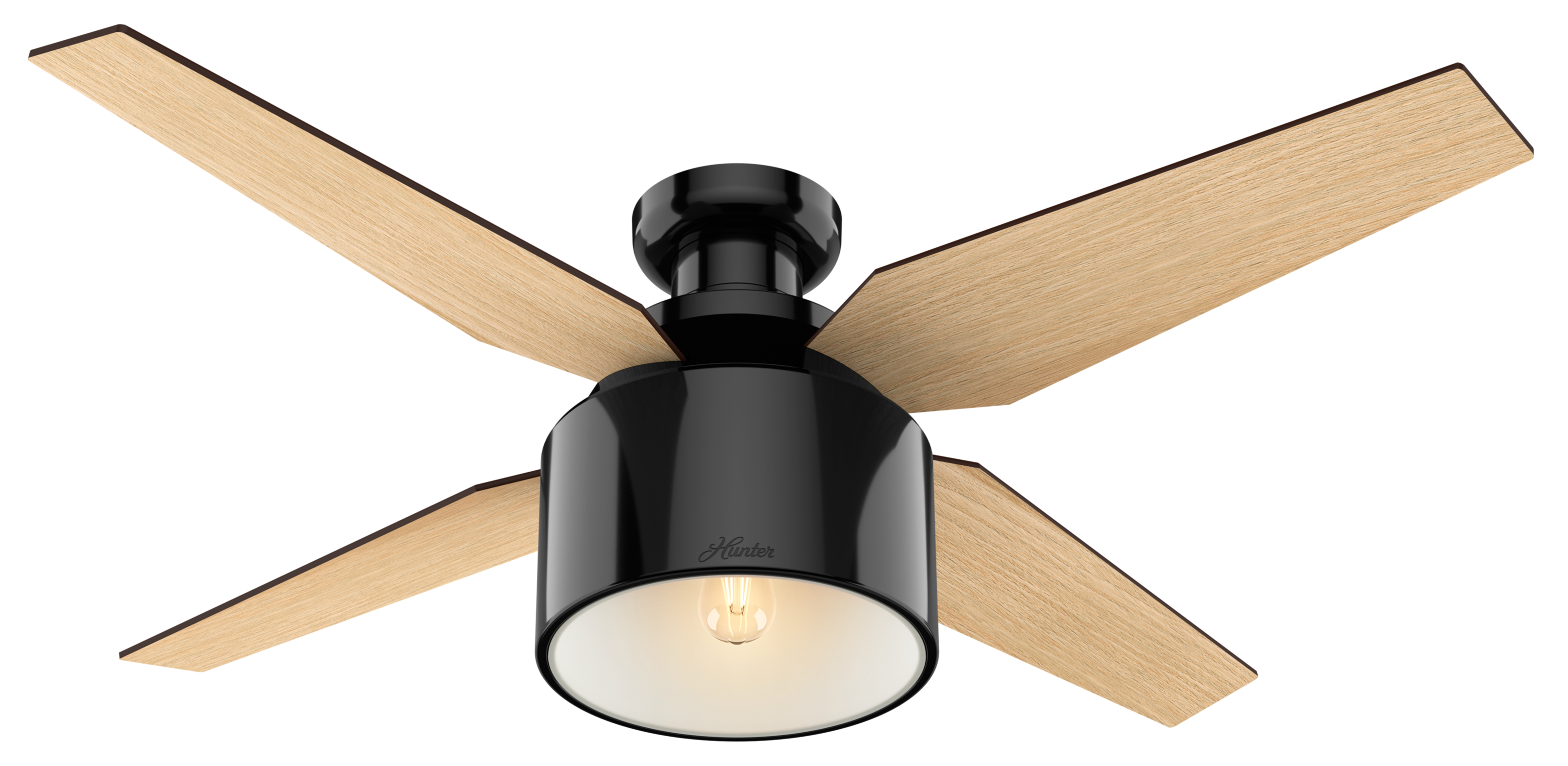 Hunter Cranbrook Low Profile 52 Indoor Ceiling Fan In Gloss Black
